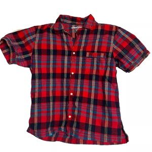 Chubbies Shirt Men Large Red Plaid Casual Button Up Adult